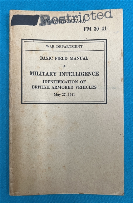 FM30-41 Military Intelligence Identification of British Armored ...