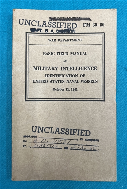 FM30-50 Military Intelligence Identification of US Naval Vessels Field ...